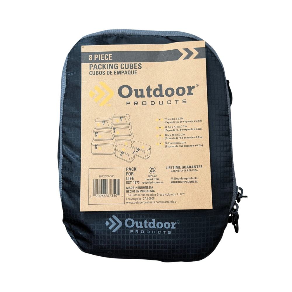 Outdoor Products 8 Storage Packing cubes, Black various sizes